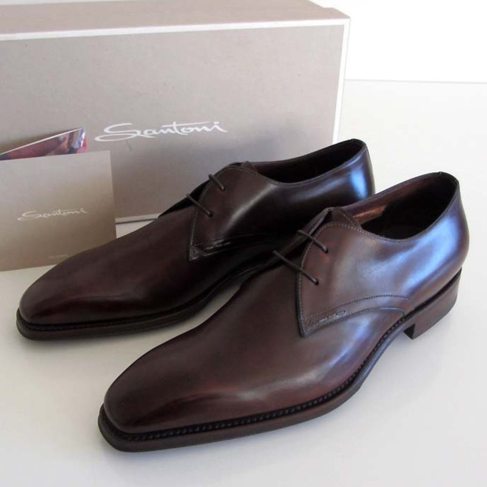 new SANTONI Goodyear welted hand antiqued shoes 9 D